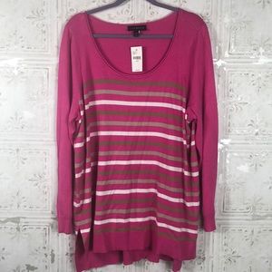 Lane‎ Bryant | Pink Striped Sweater